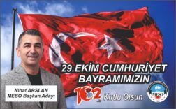 MESO Başkan Adayı Nihat Arslan’ın Cumhuriyet Bayramı Mesajı