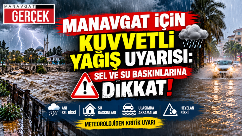 Manavgat İçin Kuvvetli Yağış Uyarısı görsel